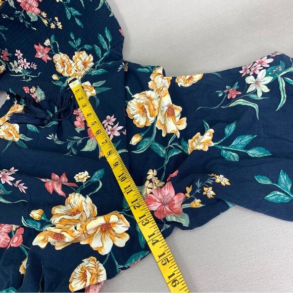 Xhilaration Floral Off Shoulder Wide Leg Smocked Jumpsuit Size S Multicolor - Picture 11 of 15